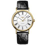 Longines Presence 25.5mm Automatic White Dial Black Leather Strap Watch untuk Wanita - L4.921.2.11.2