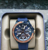 Fossil Bannon Multifunction Blue Dial Blue Silicone Strap Watch for Men - BQ2498