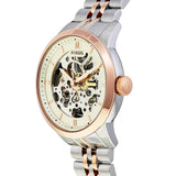 Fossil Townsman Automatic Skeleton White Dial Two Tone Steel Strap Watch for Men - ME3075