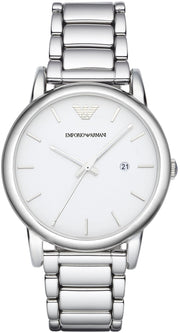 Emporio Armani Classic Luigi Quartz Silver Dial Silver Steel Strap Watch For Men - AR1854