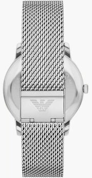 Emporio Armani Minimalist Quartz Blue Dial Silver Mesh Strap Watch For Men - AR11571