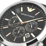 Emporio Armani Giovanni Analog Black Dial Black Leather Strap Watch For Men - AR11431