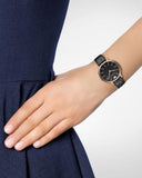 Emporio Armani Kappa Quartz Black Dial Black Leather Strap Watch For Women - AR11064