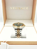 Versace Hellenyium Quartz Green Dial Two Tone Steel Strap Watch For Men - VEVI00620