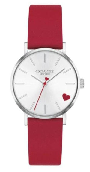 Coach Perry White Dial Red Leather Strap Watch for Women - 14503515