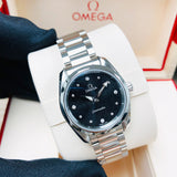 Omega Seamaster Aqua Terra Quartz Diamond Black Dial Silver Steel Strap Watch for Women - 220.10.28.60.51.001