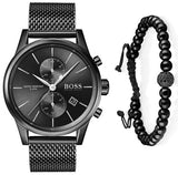 Hugo Boss Associate Black Dial Black Mesh Bracelet Watch for Men - 1513769