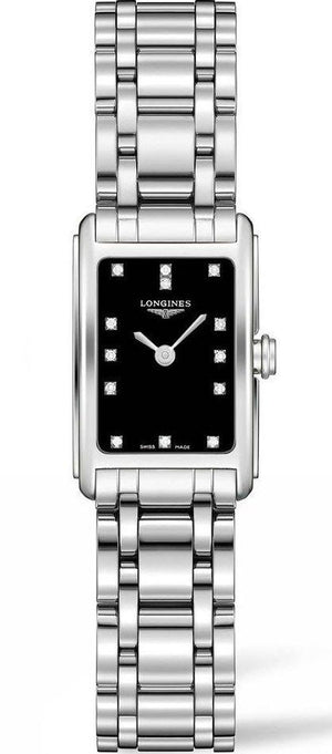 Longines Dolcevita Black Dial Silver Steel Strap Watch for Women - L5.258.4.57.6