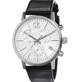 Calvin Klein Post Minimal White Dial Black Leather Strap Watch for Men - K7627120