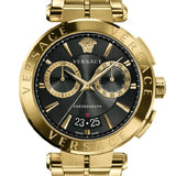 Versace Aion Chronograph Black Dial Gold Steel Strap Watch For Men - VE1D01721