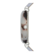 Emporio Armani White Dial Light Blue Leather Strap Watch For Women - AR11002