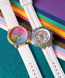 Guess Glitz Pride Limited Edition White Dial White Rubber Strap Watch for Women - GW0407L4