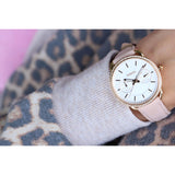 Fossil Tailor Quartz White Dial Pink Leather Strap Watch for Women - ES4393