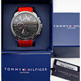 Tommy Hilfiger Decker Quartz Black Dial Red Rubber Strap Watch for Men - 1791351