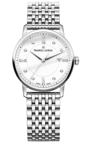 Maurice Lacroix Eliros Date White Dial Silver Steel Strap Watch for Women - EL1094-SS002-150-1