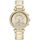 Michael Kors Parker Chronograph Gold Dial Gold Steel Strap Watch For Women - MK6831