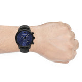 Emporio Armani Luigi Analog Blue Dial Black Leather Strap Watch For Men - AR11351