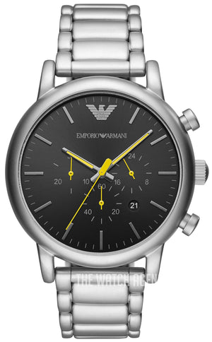 Emporio Armani Luigi Chronograph Black Dial Silver Steel Strap Watch For Men - AR11324