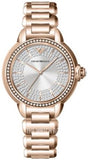 Emporio Armani Mia Three Hand Crystals Silver Dial Rose Gold Steel Strap Watch For Women - AR11633