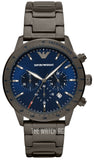 Emporio Armani Mario Chronograph Blue Dial Grey Steel Strap Watch For Men - AR80045