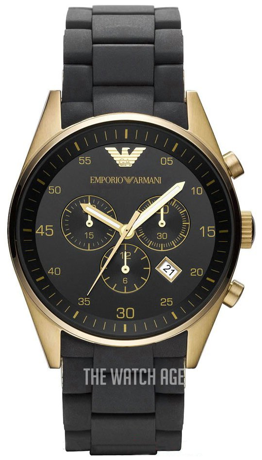 Emporio Armani Sportivo Reloj de cuarzo con esfera negra y correa