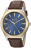 Armani Exchange Nico Quartz Blue Dial Brown Leather Strap Watch For Men - AX2334