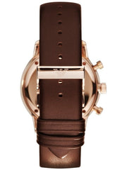 Emporio Armani Classic Chronograph Brown Dial Brown Leather Strap Watch For Men - AR0387