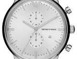 Emporio Armani Classic Chronograph Quartz Silver Dial Silver Mesh Bracelet Watch For Men - AR0390