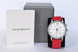 Emporio Armani Luigi Chronograph White Dial Red Rubber Strap Watch For Men - AR11021