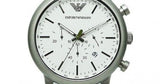 Emporio Armani Chronograph White Dial Green Rubber Strap Watch For Men - AR11022