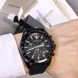 Emporio Armani Giovanni Chronograph Black Dial Black Rubber Strap Watch For Men - AR11028