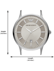 Emporio Armani Renato Quartz Silver Dial Brown Leather Strap Watch For Men - AR11185