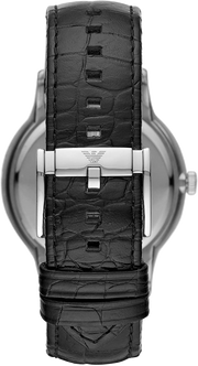 Emporio Armani Renato Analog Black Dial Black Leather Strap Watch For Men - AR11186