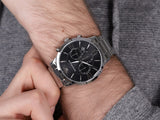 Emporio Armani Giovanni Chronograph Black Dial Silver Steel Strap Watch For Men - AR11208