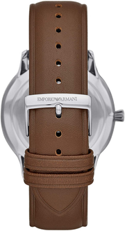 Emporio Armani Giovanni Quartz White Dial Brown Leather Strap Watch For Men - AR11211