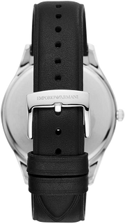 Emporio Armani Modern Slim Quartz Grey Dial Black Leather Strap Watch For Men - AR11162