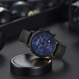 Emporio Armani Luigi Analog Blue Dial Black Leather Strap Watch For Men - AR11351