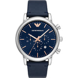 Emporio Armani Luigi Chronograph Blue Dial Blue Leather Strap Watch For Men - AR11451