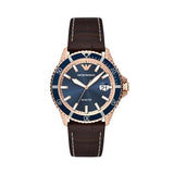 Emporio Armani Pro Planet Three Hand Date Blue Dial Brown Leather Strap Watch For Men - AR11556