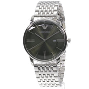 Emporio Armani Minimalist Green Dial Silver Steel Strap Watch for Men - AR11644