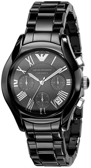 Emporio Armani Black Ceramic Dial Ceramic Strap Watch For Women - AR1401