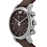 Emporio Armani Classic Chronograph Brown Dial Brown Leather Strap Watch For Men - AR1734