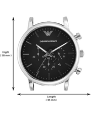 Emporio Armani Luigi Chronograph Black Dial Black Leather Watch For Men - AR1828