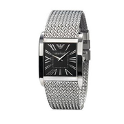 Emporio Armani Classic Black Dial Silver Mesh Bracelet Watch For Women - AR2013