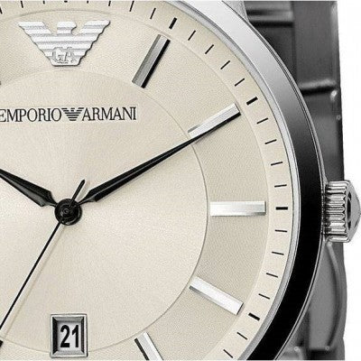 Emporio Armani Classic Quartz White Dial Silver Steel Strap Watch