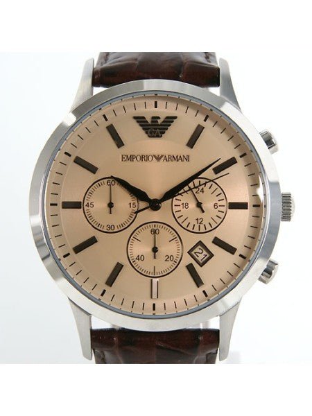 EMPORIO ARMANI ベージュ ベスト　レザー Amazon.com: Emporio Armani Men's Three-Hand Silver and Brown