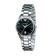 Emporio Armani Classic Quartz Black Dial Silver Steel Strap Watch For Women - AR2441