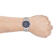 Emporio Armani Renato Chronograph Blue Dial Silver Steel Strap Watch For Men - AR2448
