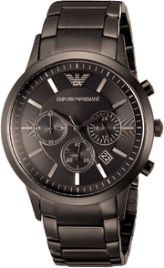 Emporio Armani Classic Chronograph Grey Dial Grey Steel Strap Watch For Men - AR2454