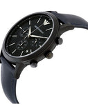 Emporio Armani Renato Chronograph Quartz Blue Dial Blue Leather Strap Watch For Men - AR2481